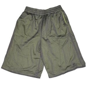Starter Boys Shorts Size 10 12 Gray and Lime Green Mesh Athletic Basketball